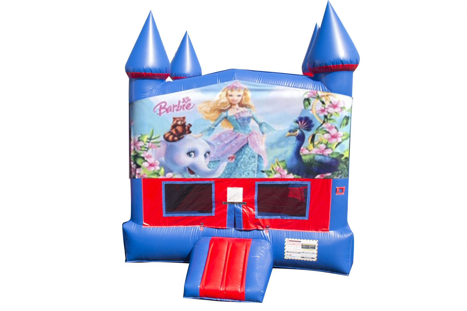 Barbie Red and Blue Bounce House Front